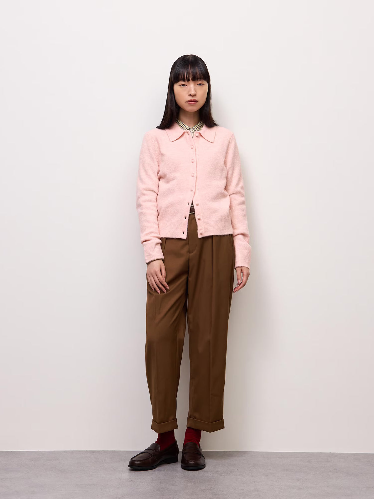 日本代購｜GU パフィータッチニットポロカーディガン【PINK / M】｜GU