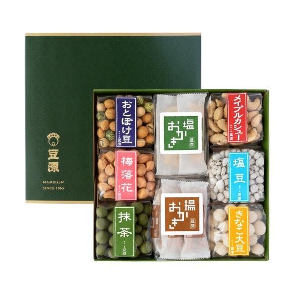 【日本代購】豆源 煎茶＋豆菓子禮盒 K8号｜靜岡煎茶×8種豆菓子 高質感禮盒