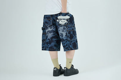 BAPE 1ST CAMO 雙膝 13 盎司 放鬆版牛仔短褲