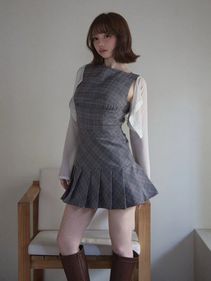 日本代購｜ANDMARY Donna check mini dress【black / F】｜ANDMARY