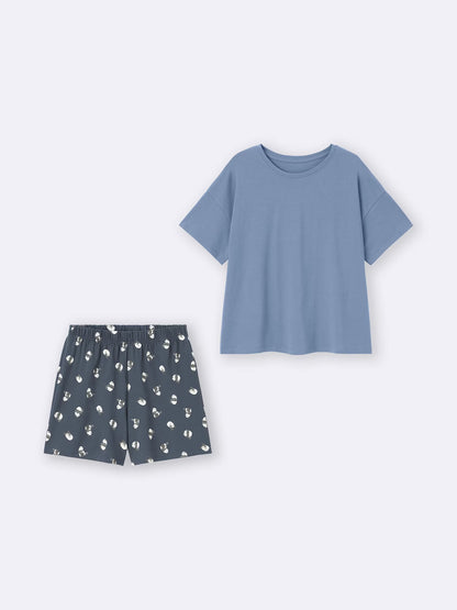 日本代購｜GU 休閒服 - 熊貓圖案棉質休閒套裝（短袖）｜GU