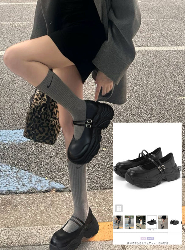 日本代購｜GRL 鞋子 - 厚底雙帶鞋【ブラック / 23.0cm】｜GRL