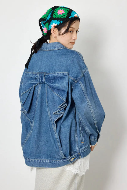 日本代購｜RODEO CROWNS WIDE BOWL 外套 - 大蝴蝶結牛仔外套【One Wash / FREE】｜RODEO CROWNS WIDE BOWLデニムジャケット