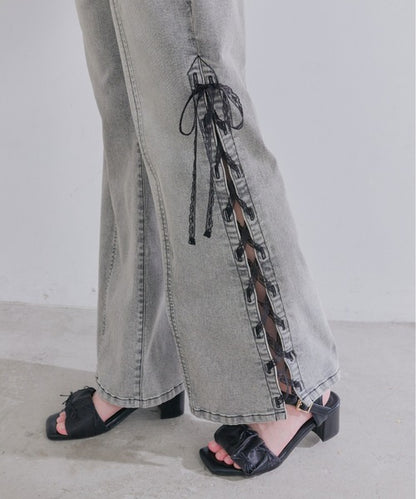日本代購｜OLIVE des OLIVE OLIVE des OLIVE（オリーブデオリーブ） ジーンズ デニム デニムパンツ サイドレースアップストレッチフレアパンツ レディース｜ZOZOTOWN