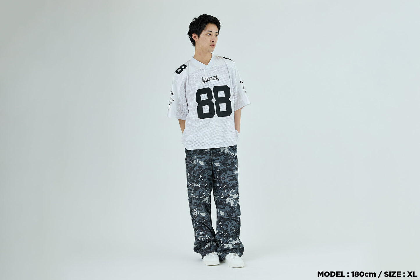 BAPE SOLID CAMO MULTI LOGO 寬鬆版足球球衣T恤