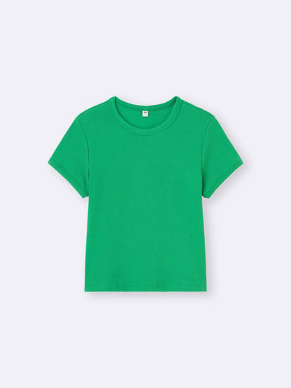 日本代購｜GU リブクルーネックT【BLACK / M】｜GU