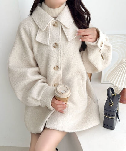 日本代購｜mily bilet mily bilet ステンカラーコート コート 「mily bilet」顔周りに魔法をかけちゃう♪衿リボンミドル丈コート レディース【アイボリー / M】｜ZOZOTOWN