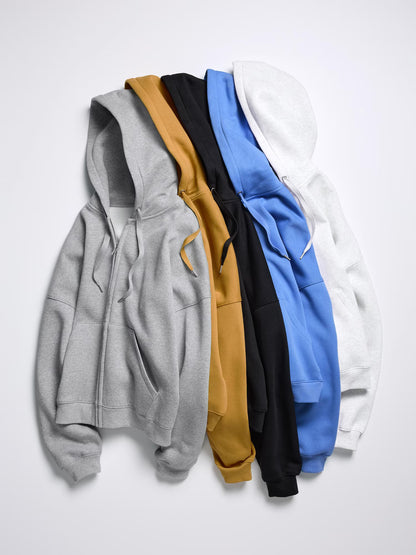 日本代購｜GU ヘビーウェイトスウェットコクーンフルジップパーカ(オーバーサイズフィット)【GRAY / M】｜GU