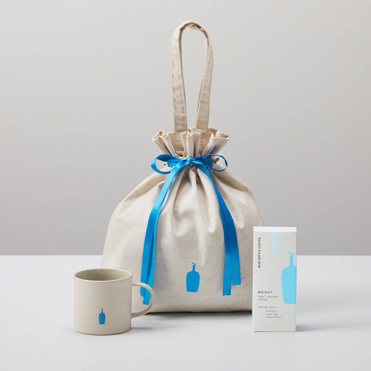 Blue bottle 藍瓶咖啡石頭馬克杯 & 即溶咖啡 組合 in 蝴蝶結包裝袋