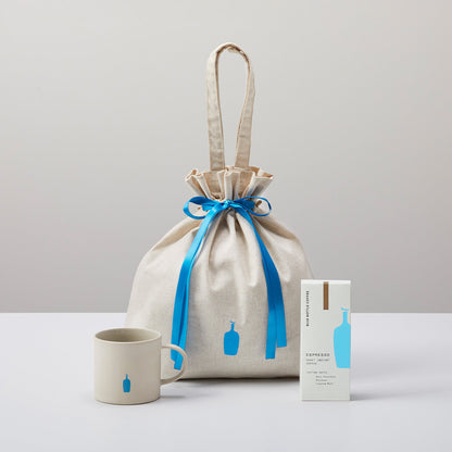 Blue bottle 藍瓶咖啡石頭馬克杯 & 即溶咖啡 組合 in 蝴蝶結包裝袋