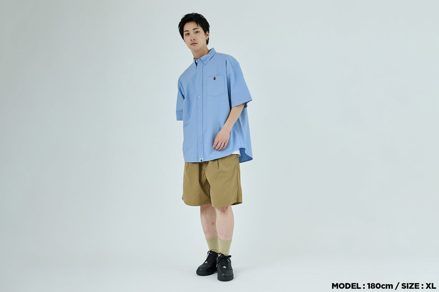 BAPE ONE POINT LINE CAMO JACQUARD OXFORD 短袖襯衫