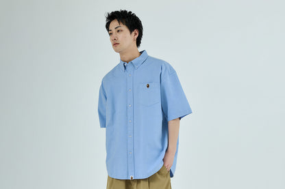 BAPE ONE POINT LINE CAMO JACQUARD OXFORD 短袖襯衫