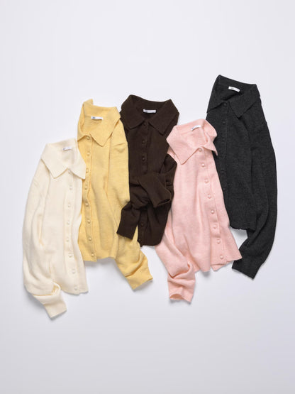 日本代購｜GU パフィータッチニットポロカーディガン【PINK / M】｜GU