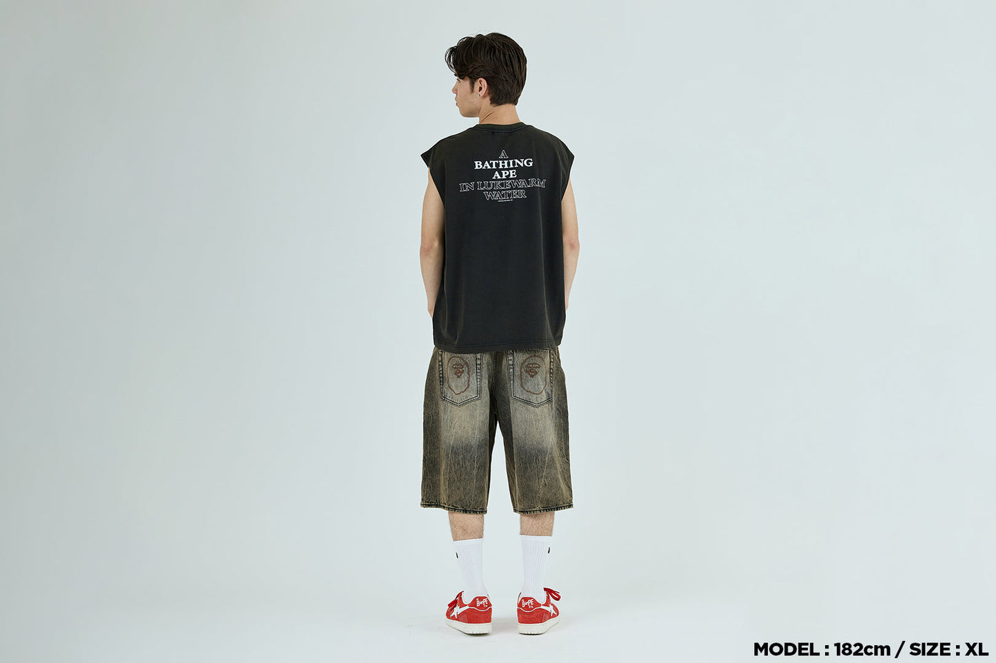 BAPE HEAVY WASH APE HEAD CROPPED FIT TANK TOP