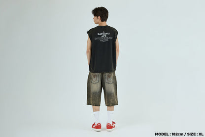 BAPE HEAVY WASH APE HEAD CROPPED FIT TANK TOP