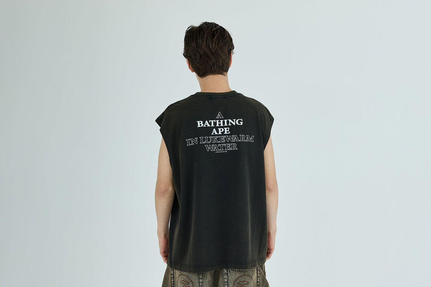 BAPE HEAVY WASH APE HEAD CROPPED FIT TANK TOP