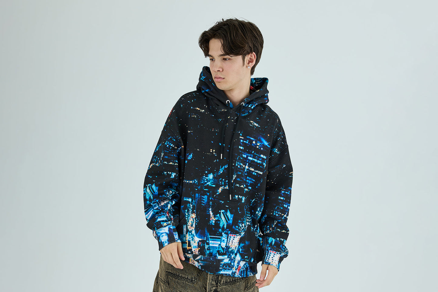 BAPE 整體印花皺褶寬鬆版連帽衛衣
