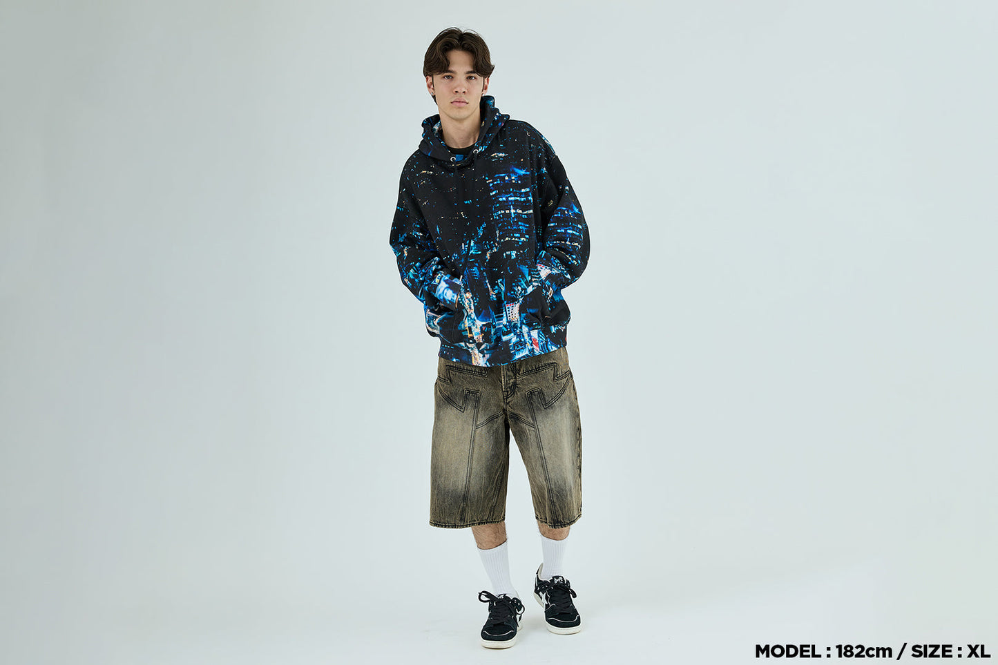 BAPE 整體印花皺褶寬鬆版連帽衛衣