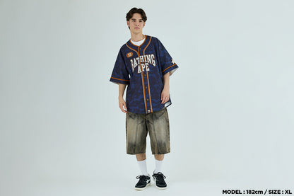 BAPE SOLID CAMO MULTI LOGO BASEBALL SS SHIRT