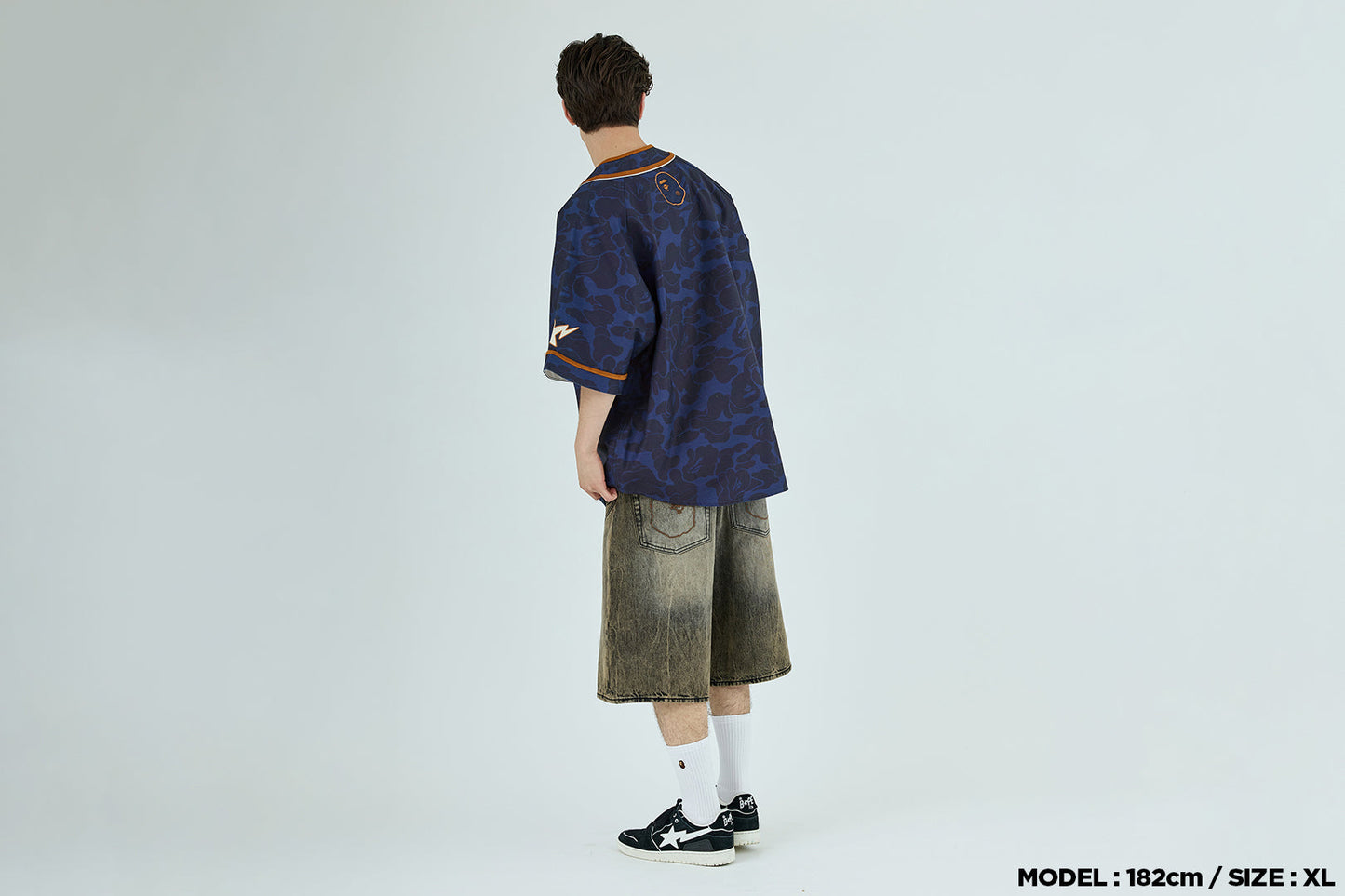BAPE SOLID CAMO MULTI LOGO BASEBALL SS SHIRT