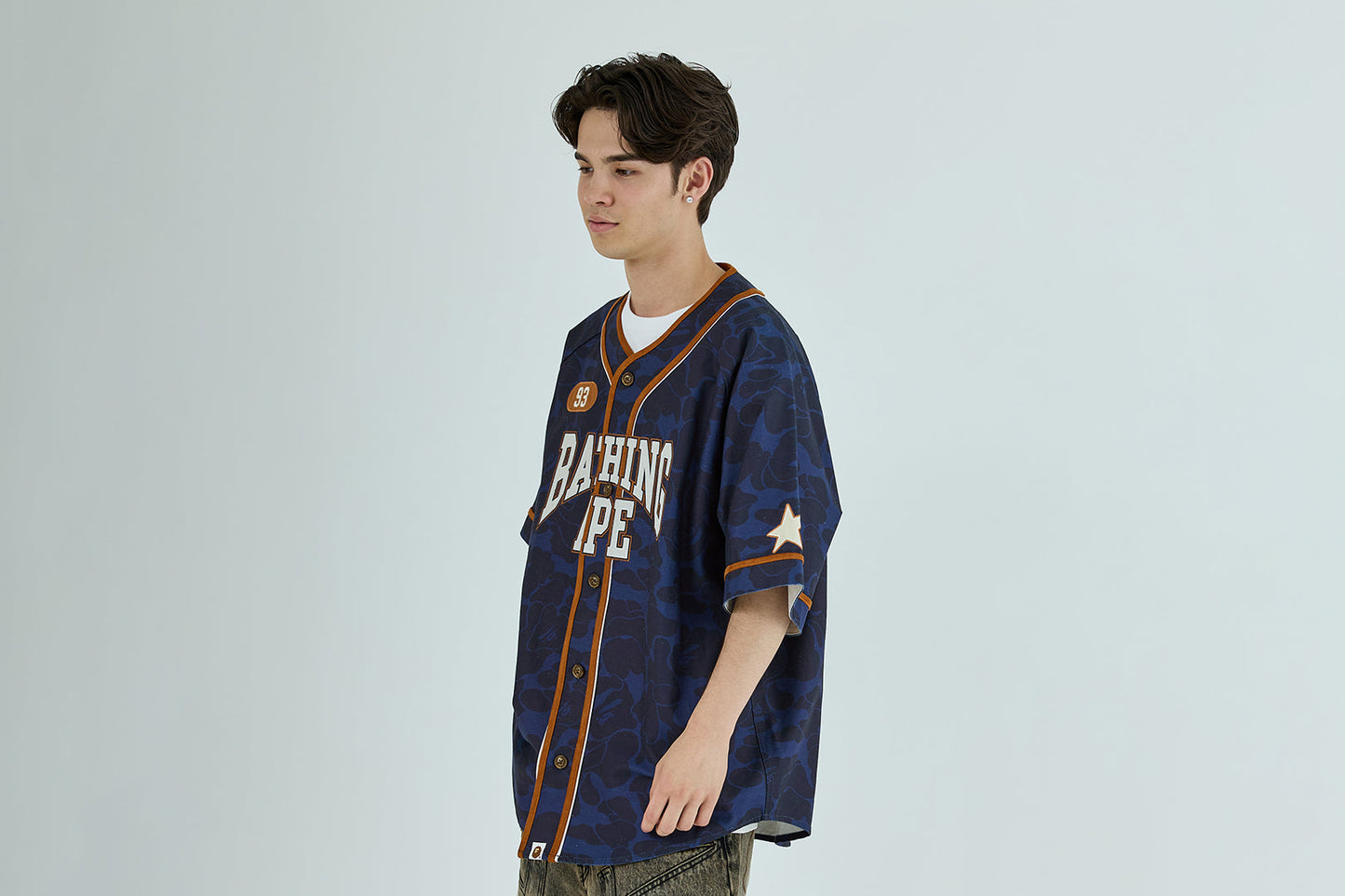 BAPE SOLID CAMO MULTI LOGO BASEBALL SS SHIRT