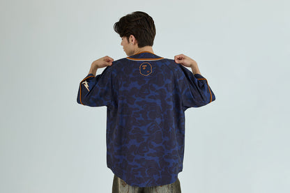 BAPE SOLID CAMO MULTI LOGO BASEBALL SS SHIRT