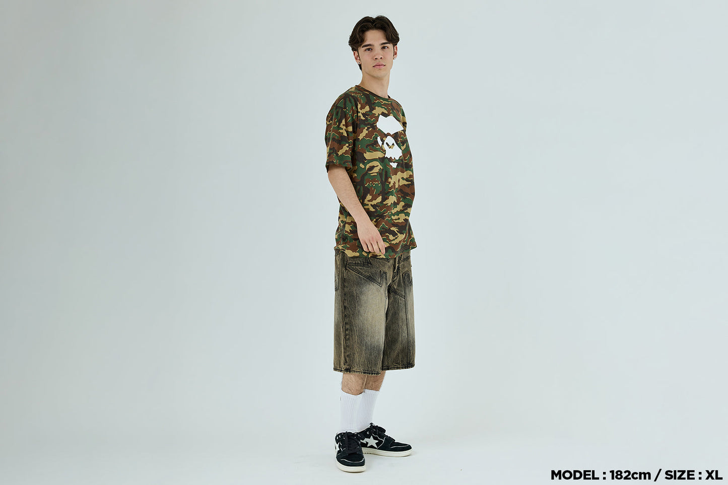 BAPE GLITCH WOODLAND CAMO APE FACE TEE