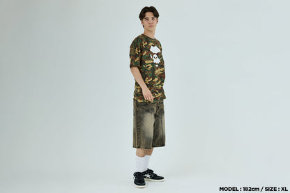 BAPE GLITCH WOODLAND CAMO APE FACE TEE
