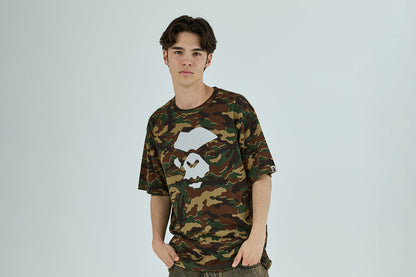 BAPE GLITCH WOODLAND CAMO APE FACE TEE