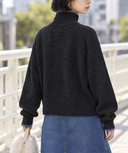 日本代購｜U.S. POLO ASSN. U.S. POLO ASSN.（ユーエスポロアッスン） カーディガン 別注 ロゴ刺繍 配色ライン ハイネックニットカーディガン レディース【ライトグレー / L】｜ZOZOTOWN