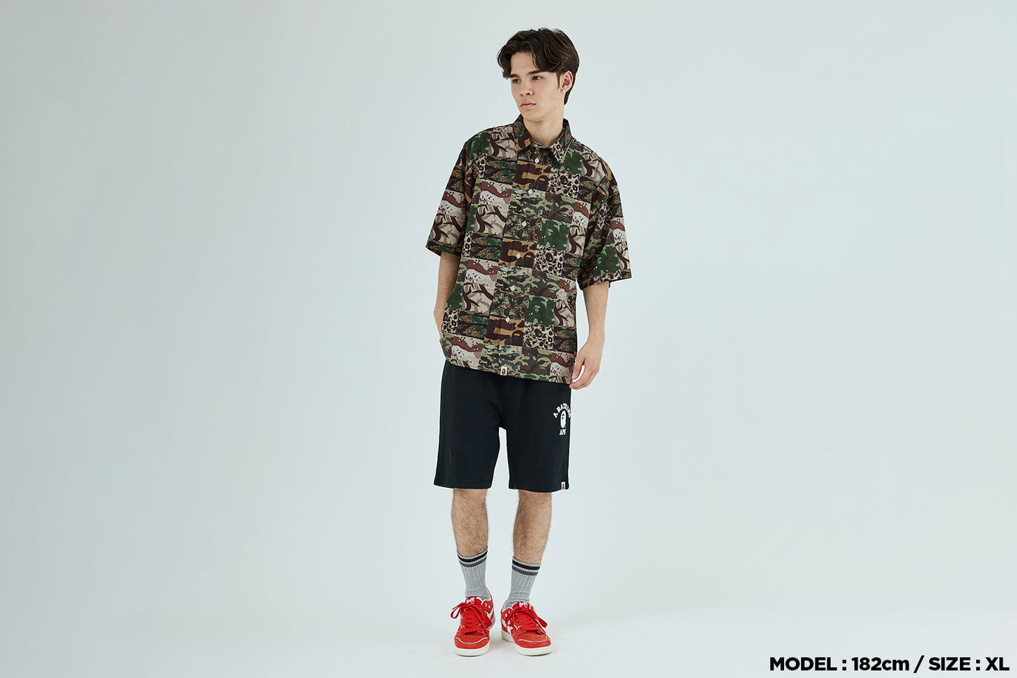 BAPE APE HEAD ONE POINT CAMO PATCHWORK 短袖襯衫