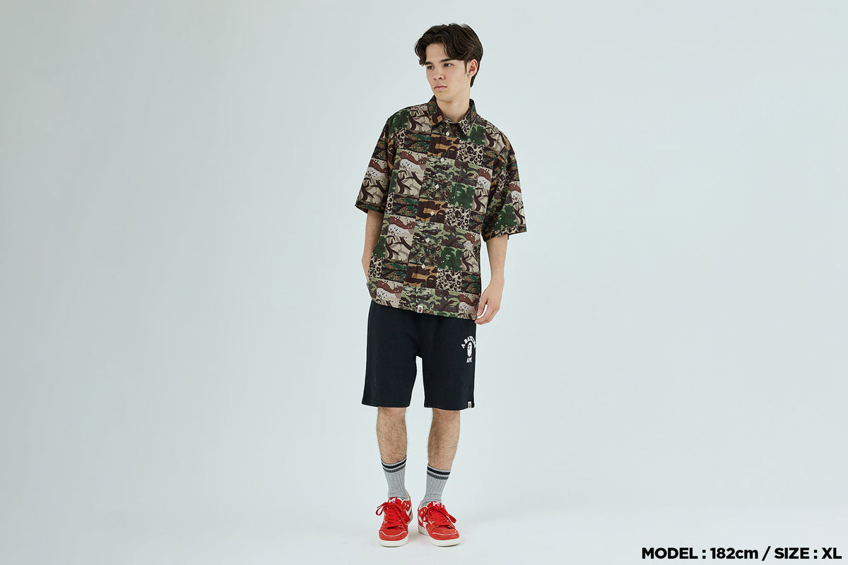 BAPE APE HEAD ONE POINT CAMO PATCHWORK 短袖襯衫