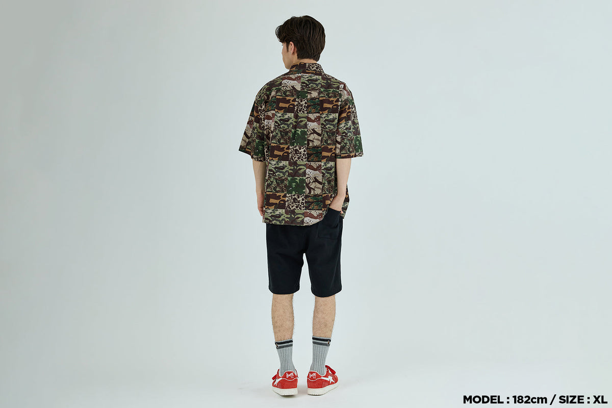 BAPE APE HEAD ONE POINT CAMO PATCHWORK 短袖襯衫