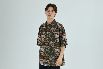BAPE APE HEAD ONE POINT CAMO PATCHWORK 短袖襯衫