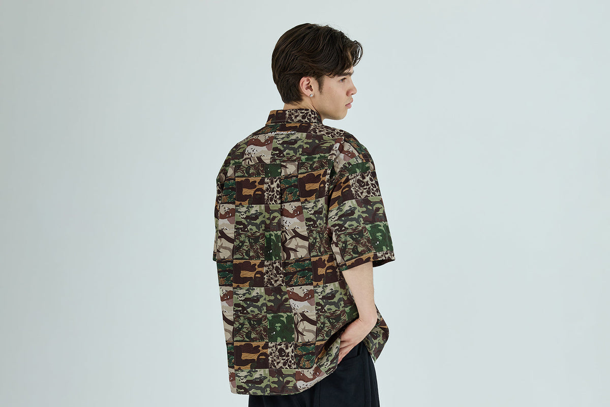 BAPE APE HEAD ONE POINT CAMO PATCHWORK 短袖襯衫