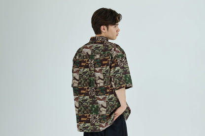 BAPE APE HEAD ONE POINT CAMO PATCHWORK 短袖襯衫