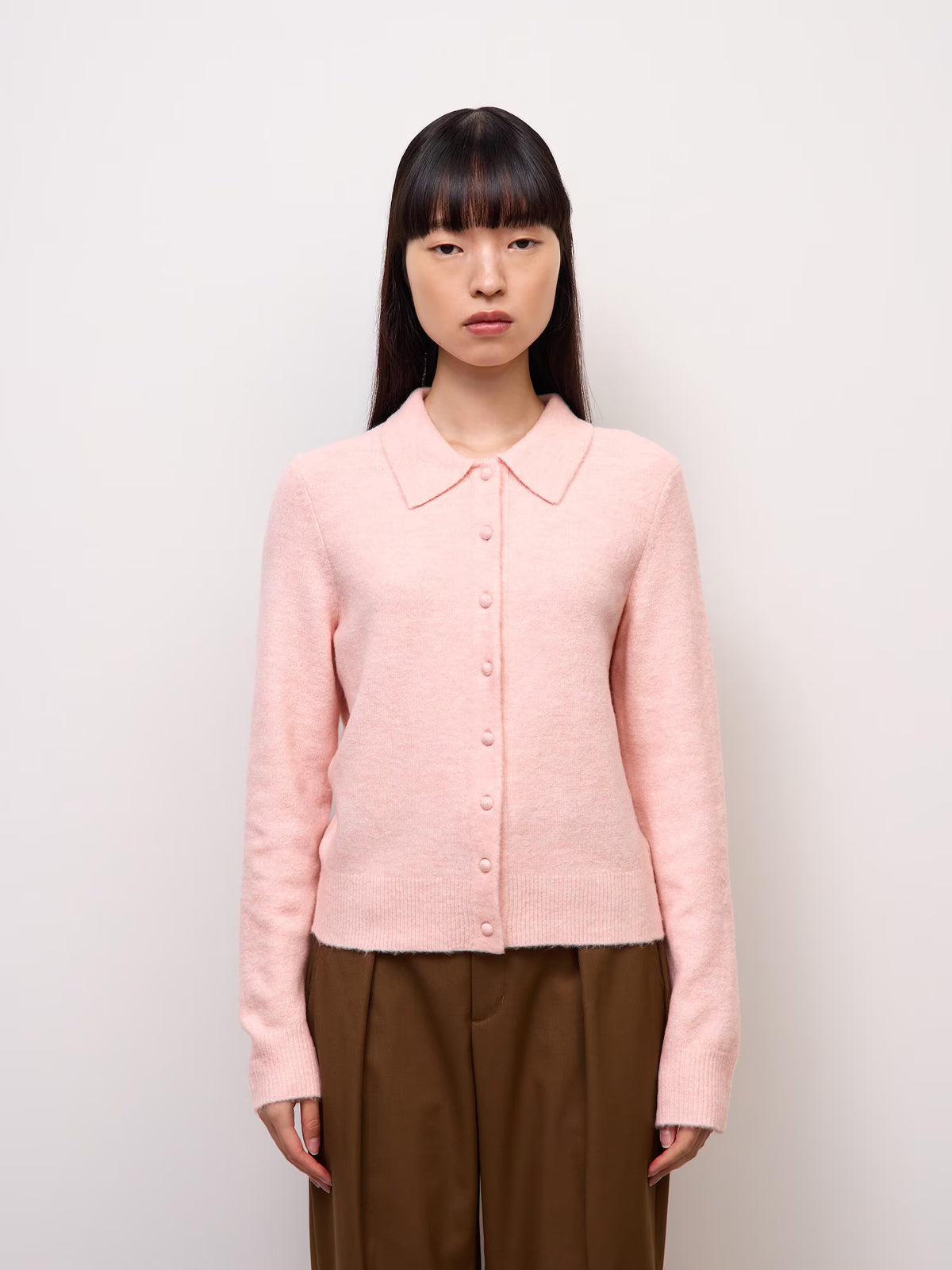 日本代購｜GU パフィータッチニットポロカーディガン【PINK / M】｜GU
