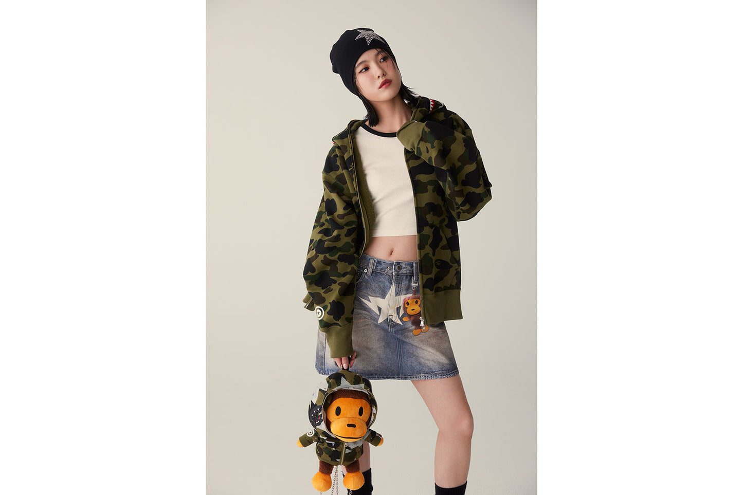 BAPE STA 水晶亮片針織帽