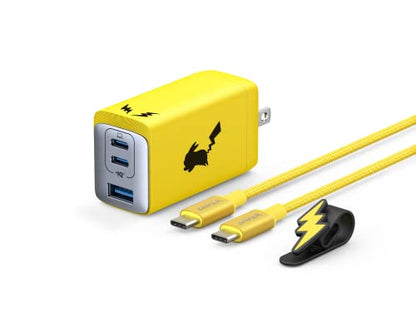 Anker USB fast charger 65W Pikachu (USB PD charger USB-A and USB-C 3 sockets)