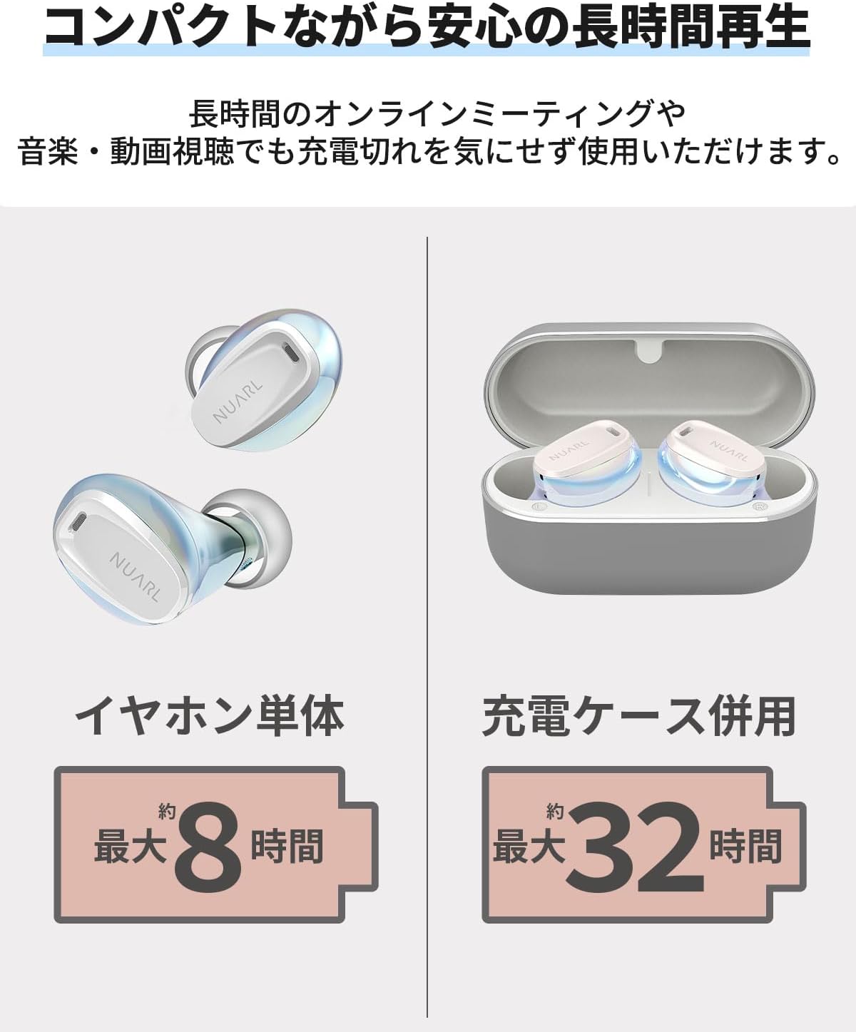 日本代購｜NUARL 無線耳機 - mini3 無線耳機，降噪，32小時播放｜Amazon JP