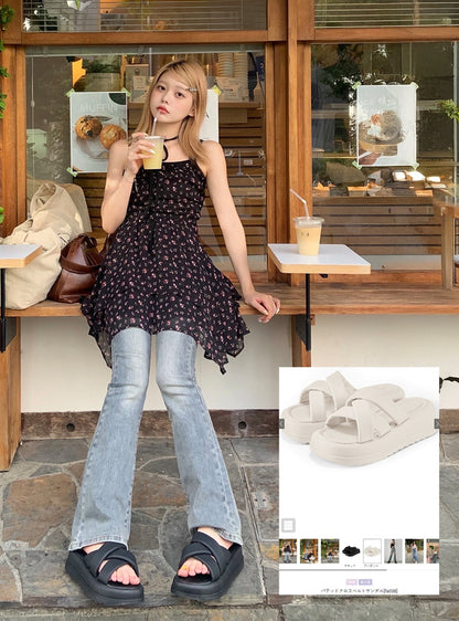 日本代購｜GRL 涼鞋 - パテッドクロスベルト涼鞋 - アイボリー 22.5cm｜GRL