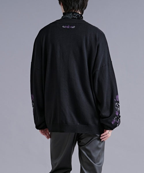 日本代購｜Ellno Loset 外套 - 黑色玫瑰刺繡金屬扣外套｜ZOZOTOWN