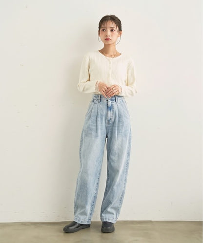 日本代購｜mil mil（ミル） ワイドパンツ ジーンズ デニム デニムパンツ バレルレッグ デニムパンツ「588225」 レディース【インディゴブルー / M-Regular】｜mil
