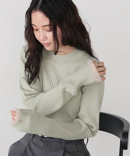 日本代購｜forksy. forksy.（フォルクシー） タートルネック ニット セーター 「forksy.」「エブリデイシリーズ」シアーフリルカフスリブニットプルオーバー レディース【アイボリー / FREE】｜ZOZOTOWN