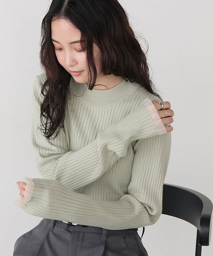 日本代購｜forksy. forksy.（フォルクシー） タートルネック ニット セーター 「forksy.」「エブリデイシリーズ」シアーフリルカフスリブニットプルオーバー レディース【アイボリー / FREE】｜ZOZOTOWN