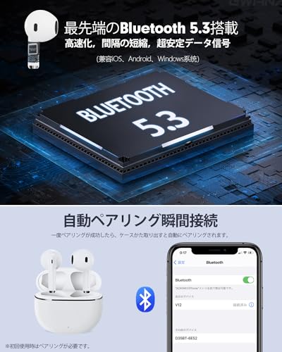 【2024新型 Bluetooth5.3耳機】AOKIMI 無線耳機 bluetooth 耳機 V12 藍牙耳機 小型/輕量 藍牙耳機 Hi-Fi 最大36小時播放 CVC8.0/ENC/AAC ENC通話降噪 自動配對 Type-C充電 IPX7防水 觸控式音量調整 單邊/雙邊 (白色)

(Note: "Bluetooth 5.3" and "AOKIMI" have been translated directly from Japanese to Chinese.)