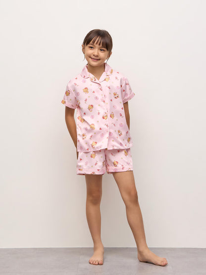 日本代購｜GU 三麗鷗角色 睡衣 - GIRLSサテン睡衣(半袖&短褲) 粉色 140cm｜GU