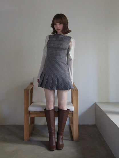 日本代購｜ANDMARY Donna check mini dress【black / F】｜ANDMARY