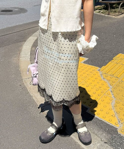 日本代購｜CIAOPANIC 裙子 - 點點刺繡I型裙子｜ZOZOTOWN