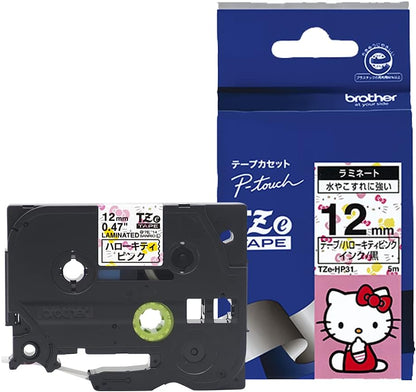 日本代購｜兄弟 凯蒂猫 層壓膠帶 - P-Touch 層壓膠帶 TZe-HP31 黑文字/凯蒂猫粉色｜Amazon JP